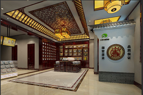 渭南古朴典雅的中式茶叶店大堂设计效果图