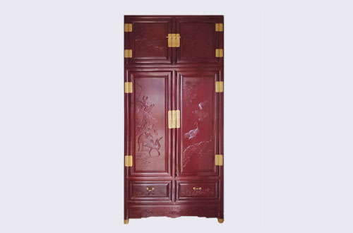 渭南高端中式家居装修深红色纯实木衣柜