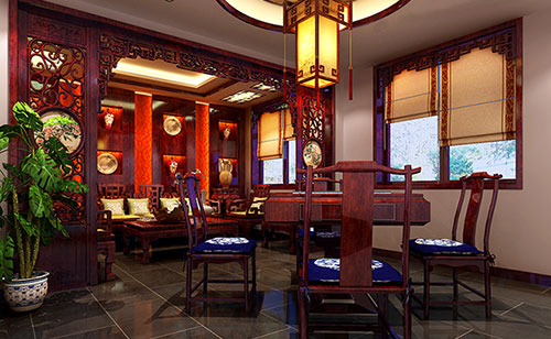 渭南古典中式风格茶楼包间设计装修效果图